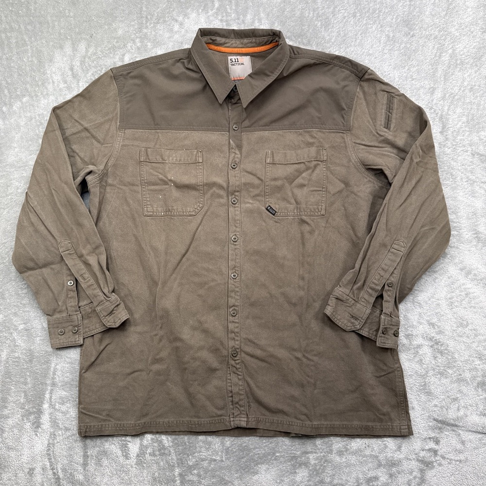 5.11 TACTICAL Ascension Long Sleeve Shirt Men's Ark Olive Green Button Up 2XL